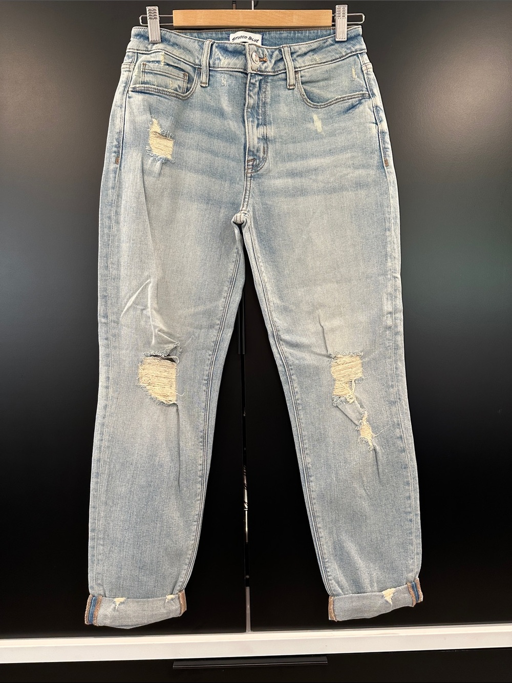 Studio Blue Light Wash Distressed Boyfriend Jeans